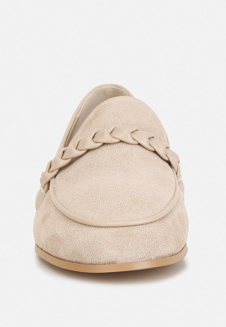 Braided Suede Leather Loafers