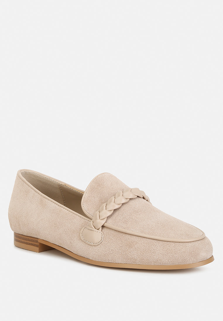 Braided Suede Leather Loafers