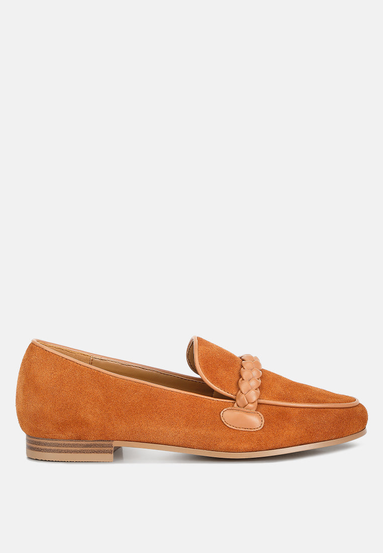 Braided Suede Leather Loafers