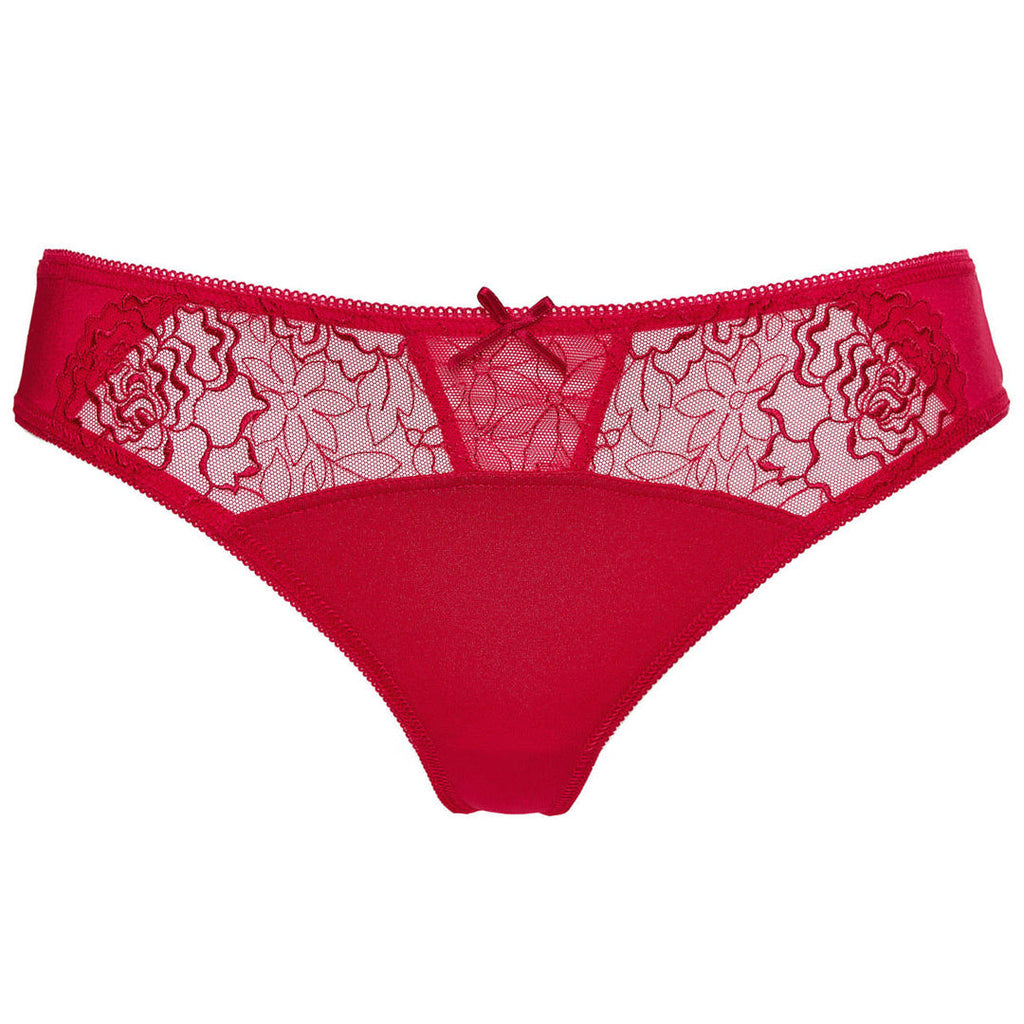 Red Semi Sheer Low-Rise Thong Panty