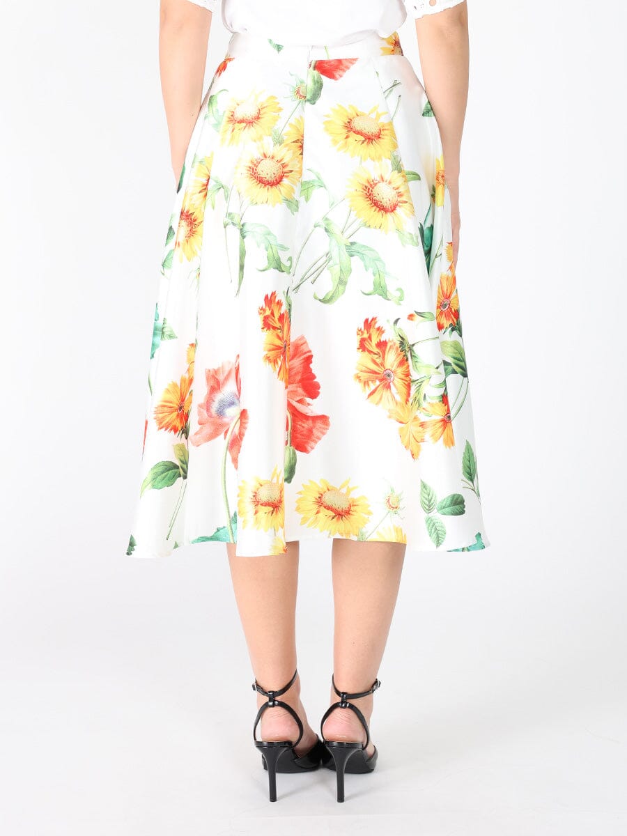 Floral Print A-line Midi Skirt