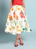 Floral Print A-line Midi Skirt