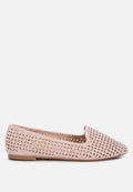 Perforated Almond Toe Micro Suede Ballerinas