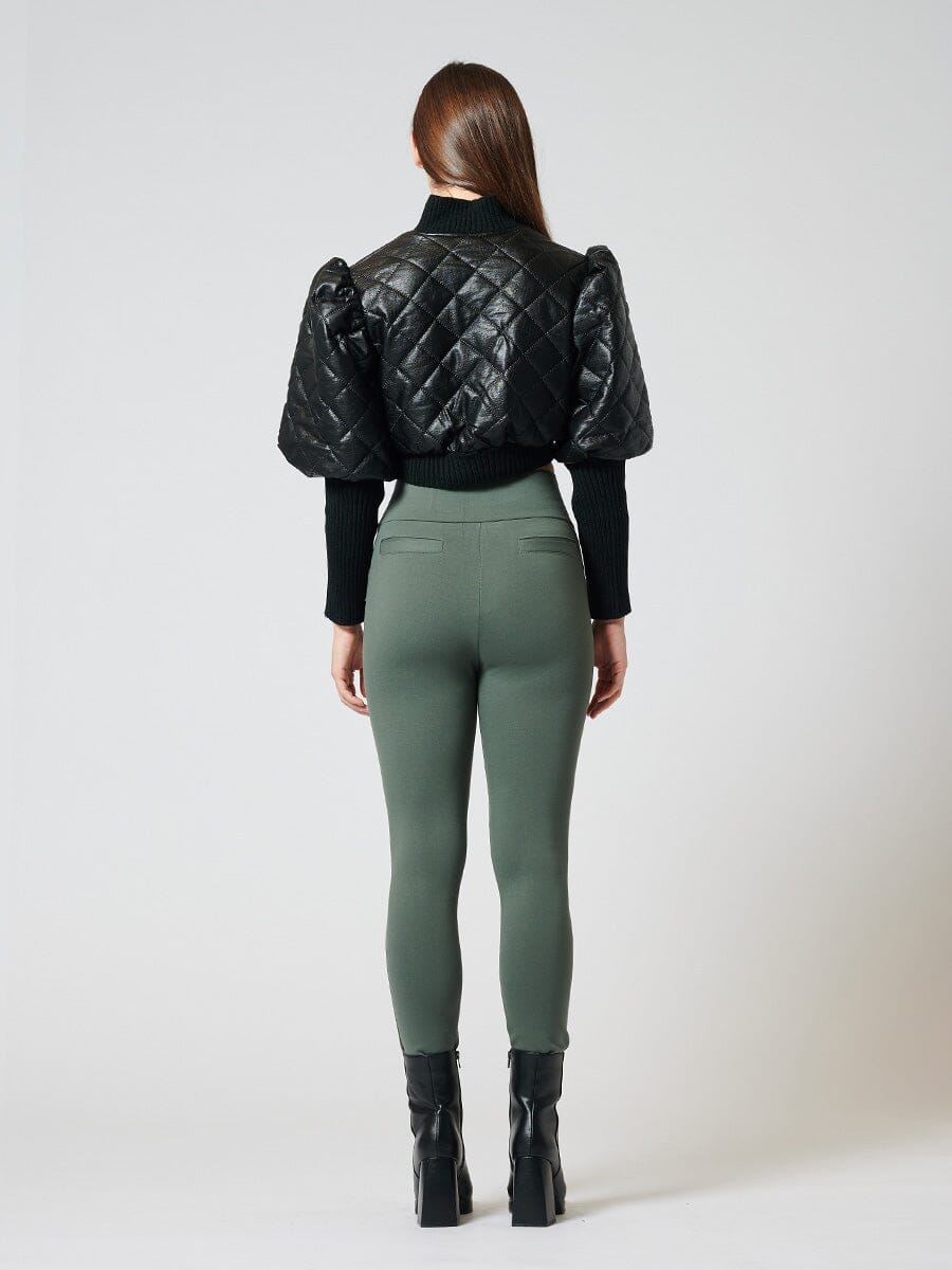 Quilted Puff Jacket With Ribbed Sleeve
