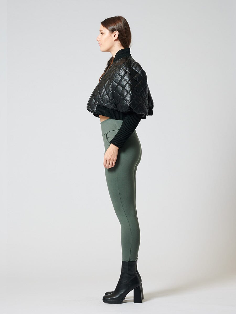 Quilted Puff Jacket With Ribbed Sleeve
