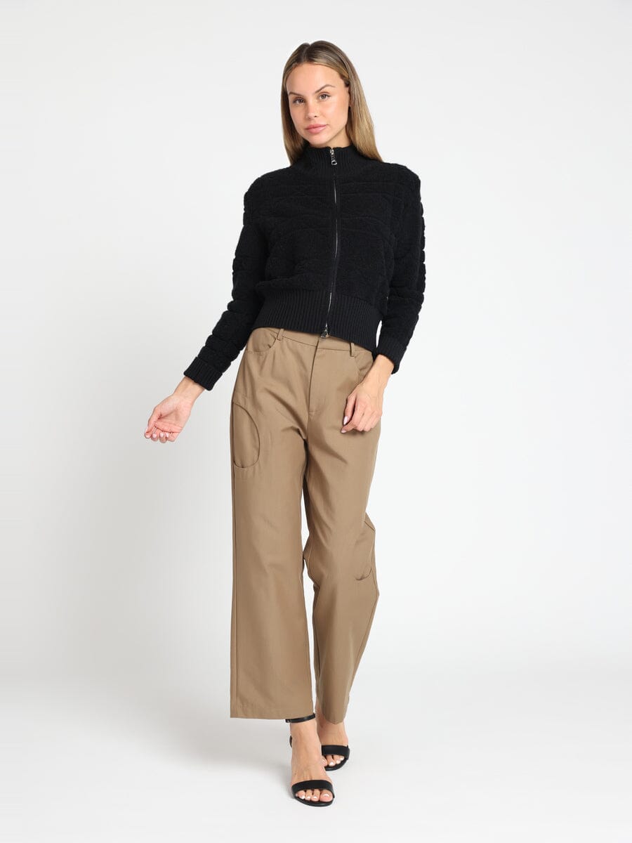 Long Sleeve Textured Zip Up Jacket