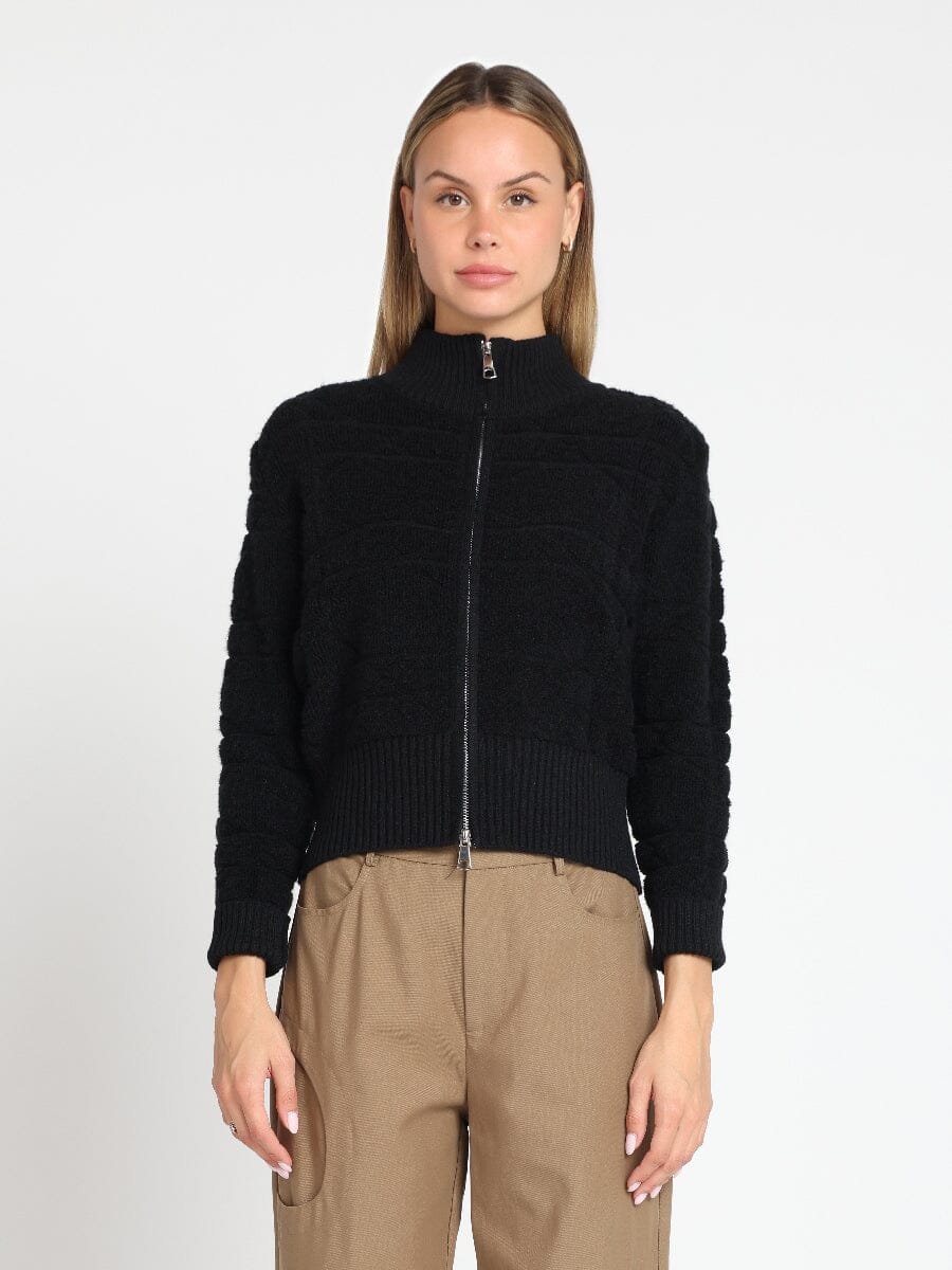 Long Sleeve Textured Zip Up Jacket