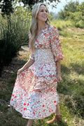 Floral Tiered Ruffles in Midi Dress