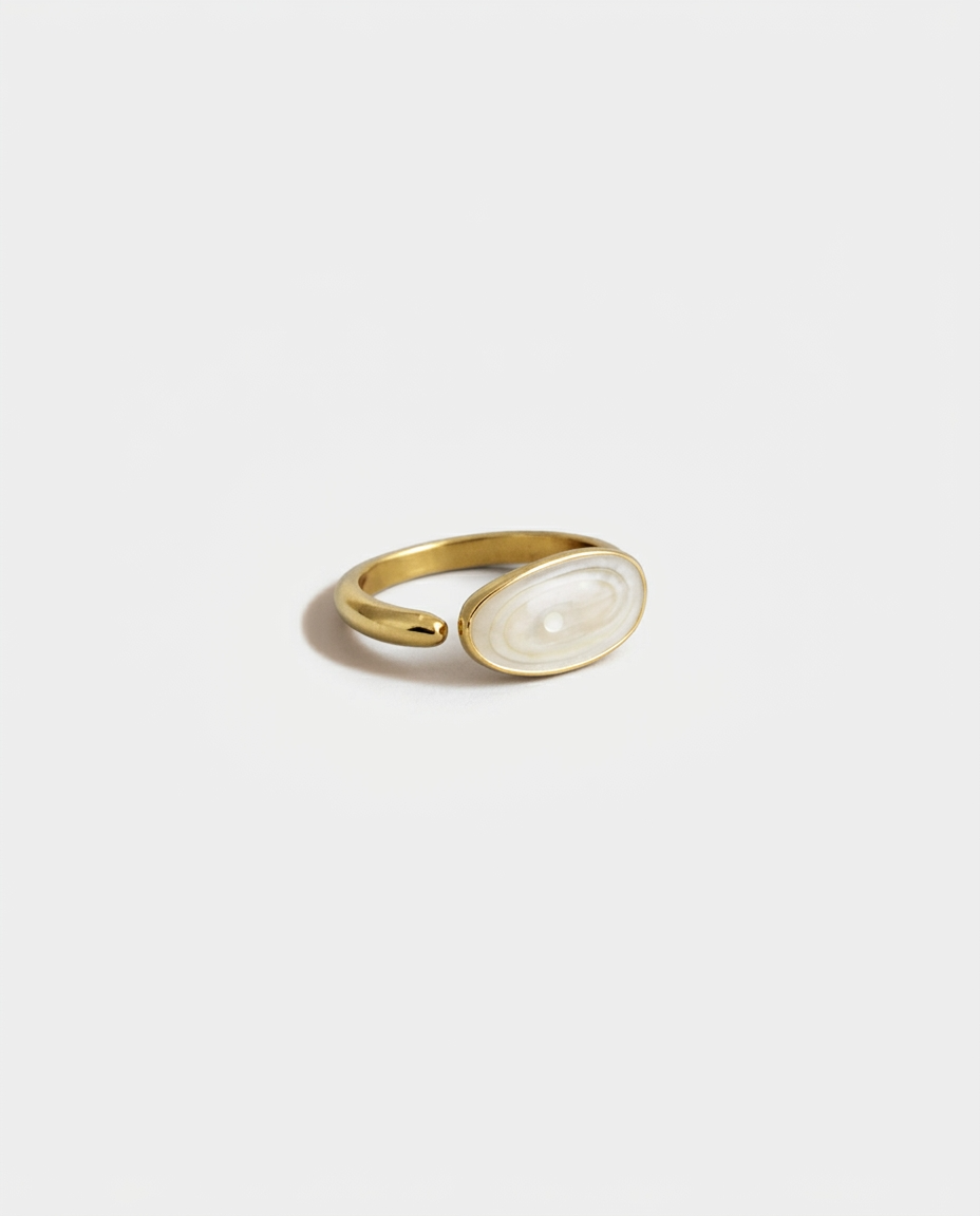 Adjustable Oval Ivory Shell Ring