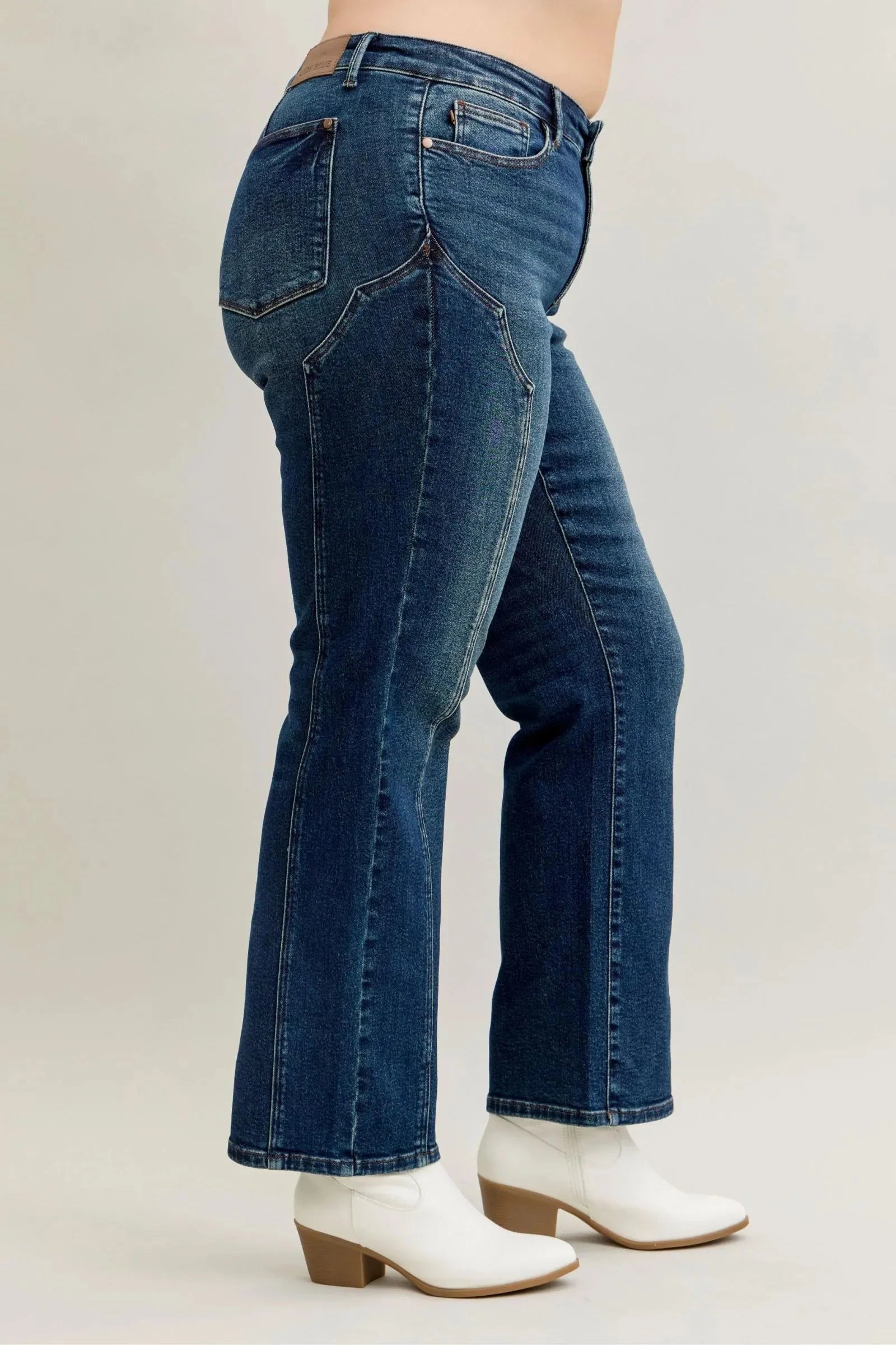 Full Size Seam Detail Straight Leg Jeans Plus Size