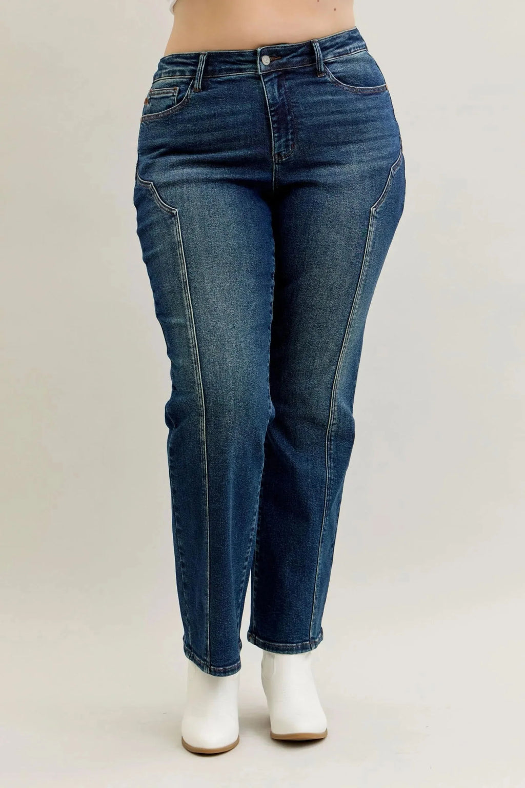 Full Size Seam Detail Straight Leg Jeans Plus Size