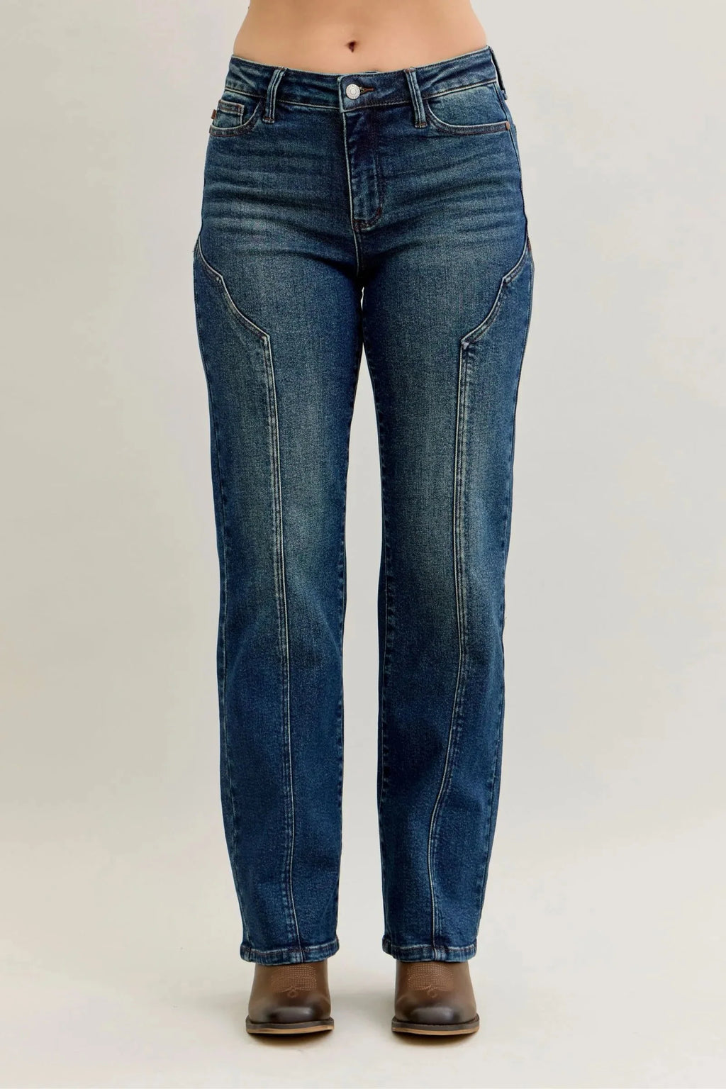 Full Size Seam Detail Straight Leg Jeans Plus Size