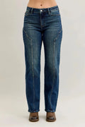 Full Size Seam Detail Straight Leg Jeans Plus Size