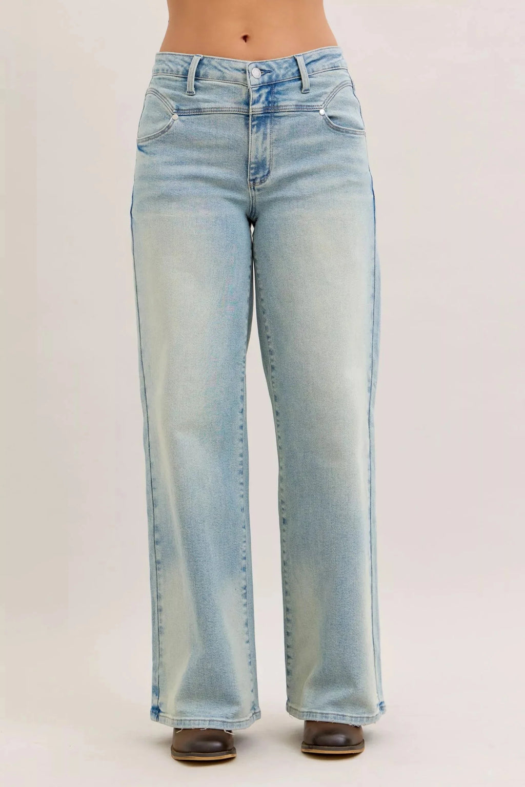 High Waist Column Straight Jeans