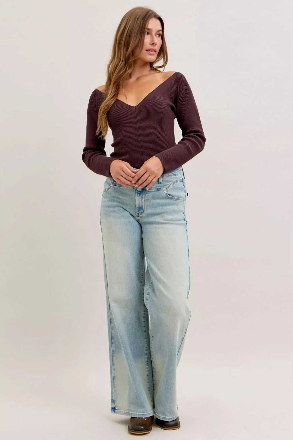 High Waist Column Straight Jeans