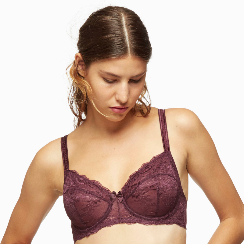 Full Figure Lace Unlined Bra Elderberry Purple