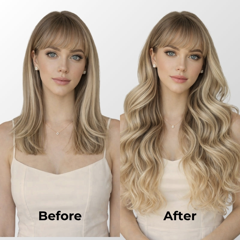 Golden Blonde Highlights (60C+6.2) Classic Clip-In Hair Extensions