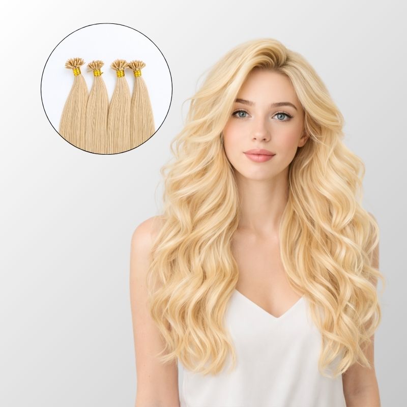 Bright Bleach Blonde I-Tip Human Hair Extensions (50g-100g)