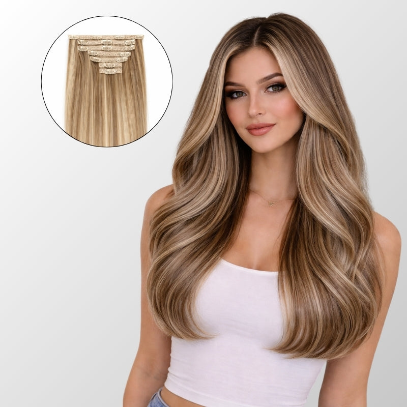 Natural Blonde Balayage (6.2/6C+60C) Classic Clip-In Hair Extensions