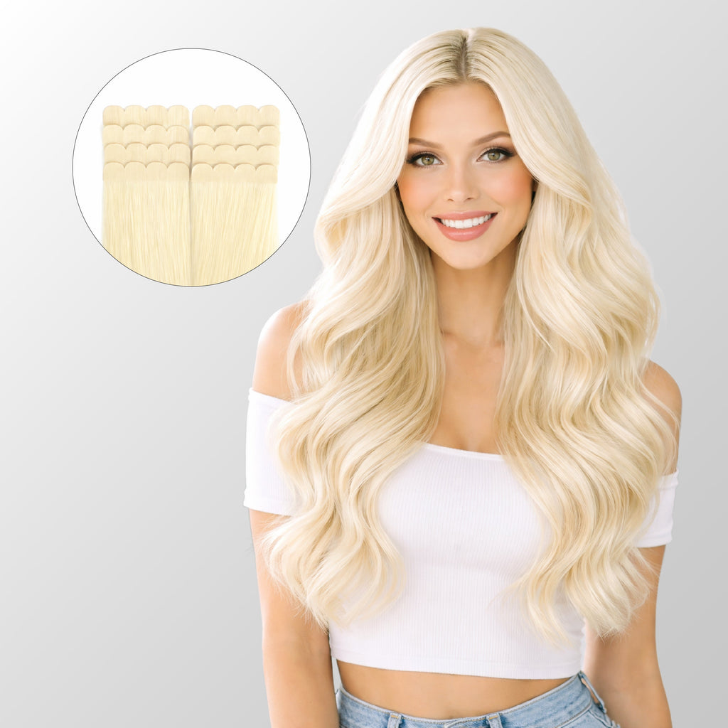Platinum Light Blonde (PLA01) Mini Tape In Hair Extensions (50g-100g)