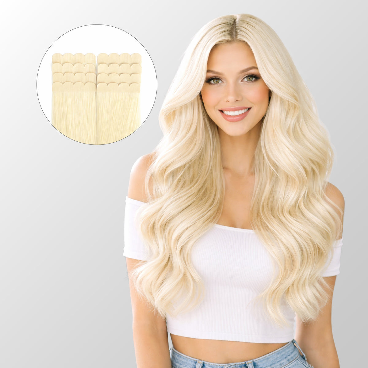 Platinum Light Blonde (PLA01) Mini Tape In Hair Extensions (50g-100g)