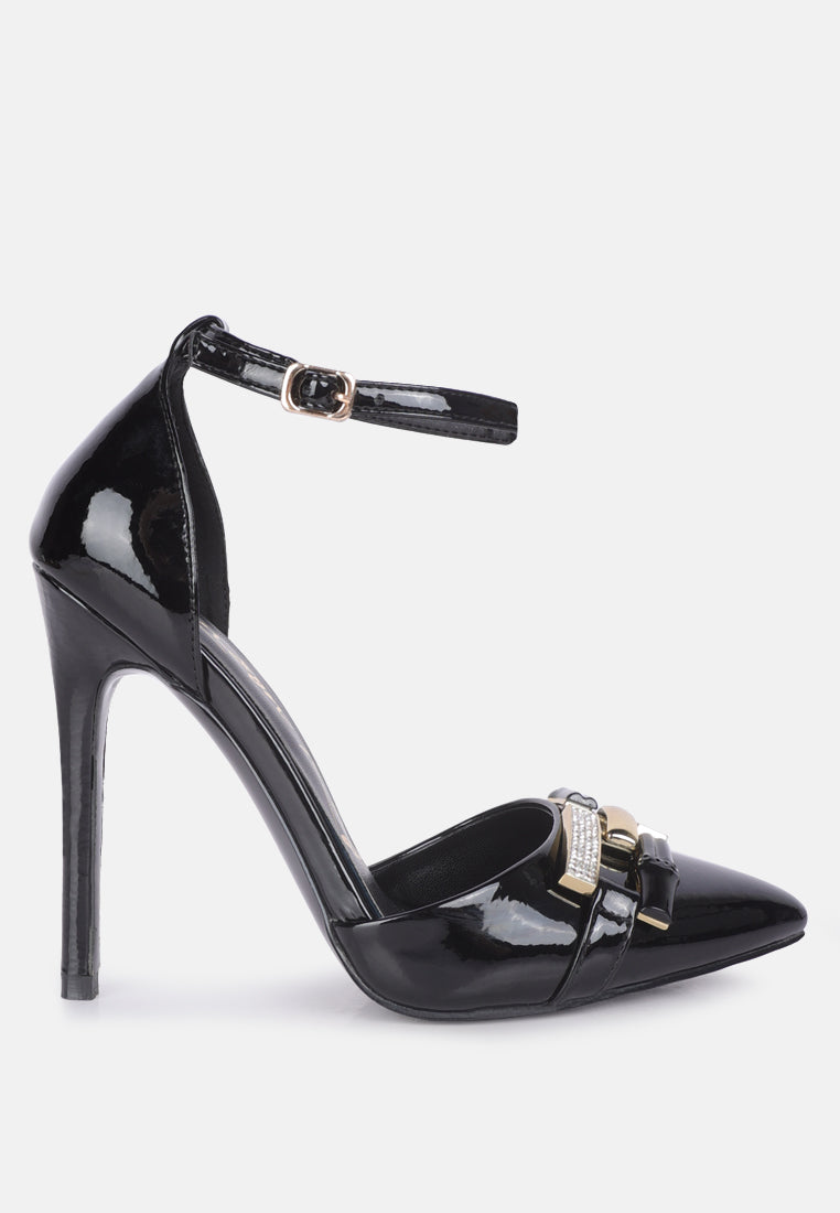 Diamante Embellished Buckle Mocktail Stiletto Heels