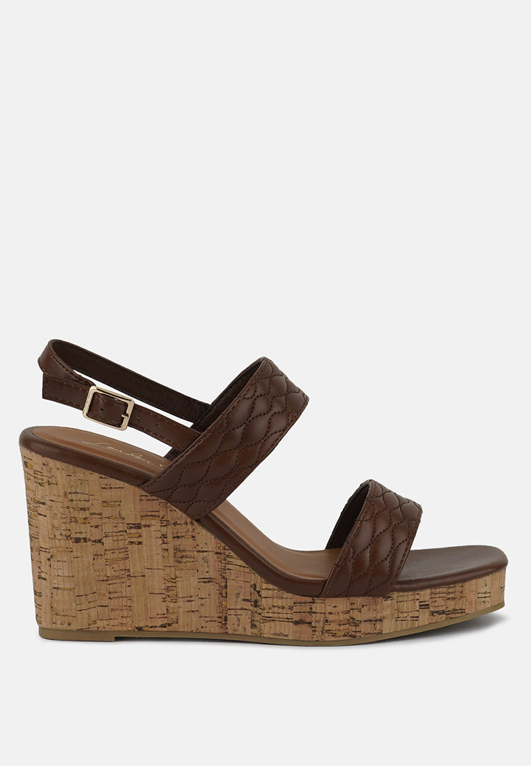 Quilted High Heel Wedge Sandals
