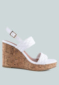 Quilted High Heel Wedge Sandals