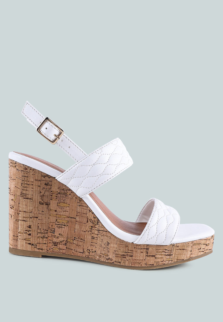 Quilted High Heel Wedge Sandals