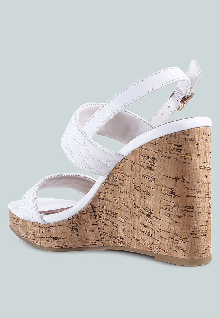 Quilted High Heel Wedge Sandals