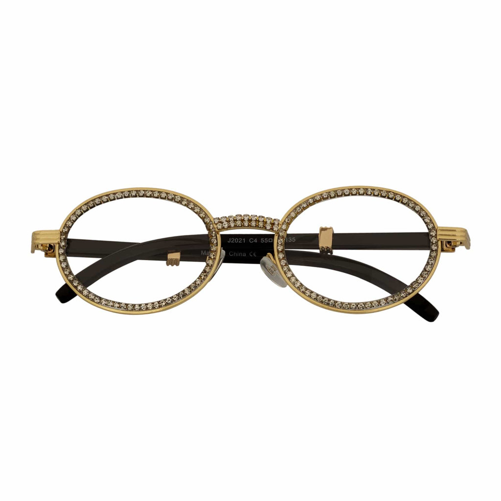 Gold Rhinestone Glasses W/ Clear Lens