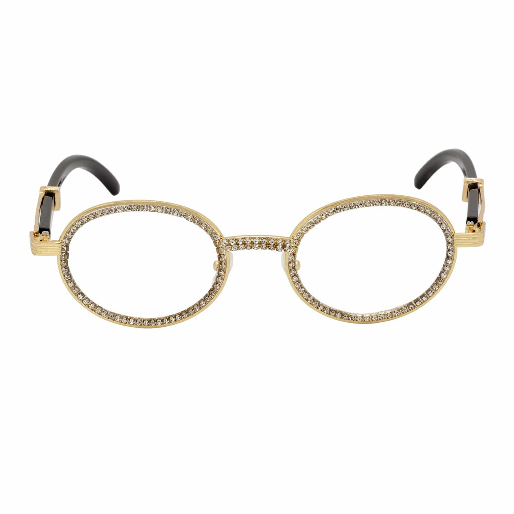 Gold Rhinestone Glasses W/ Clear Lens