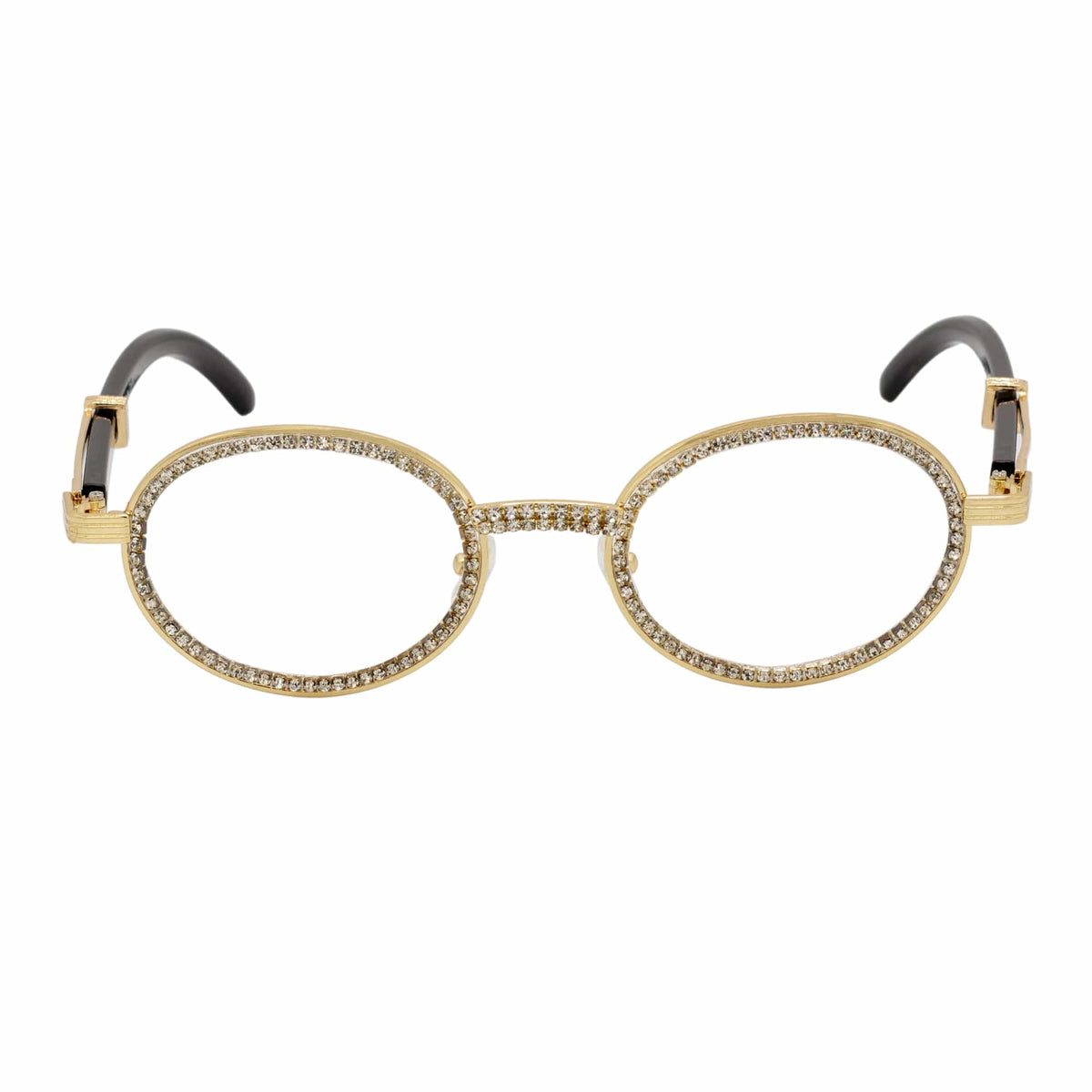 Gold Rhinestone Glasses W/ Clear Lens