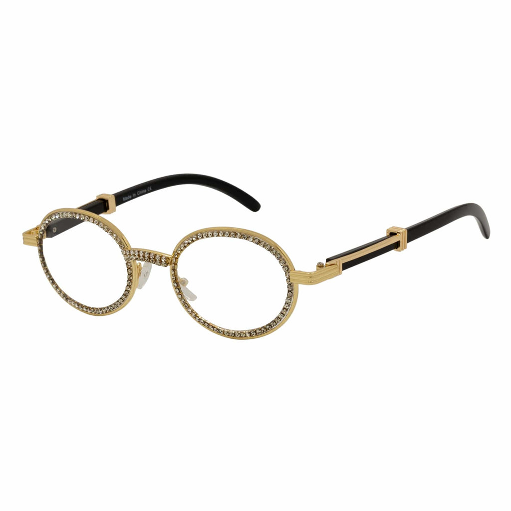 Gold Rhinestone Glasses W/ Clear Lens