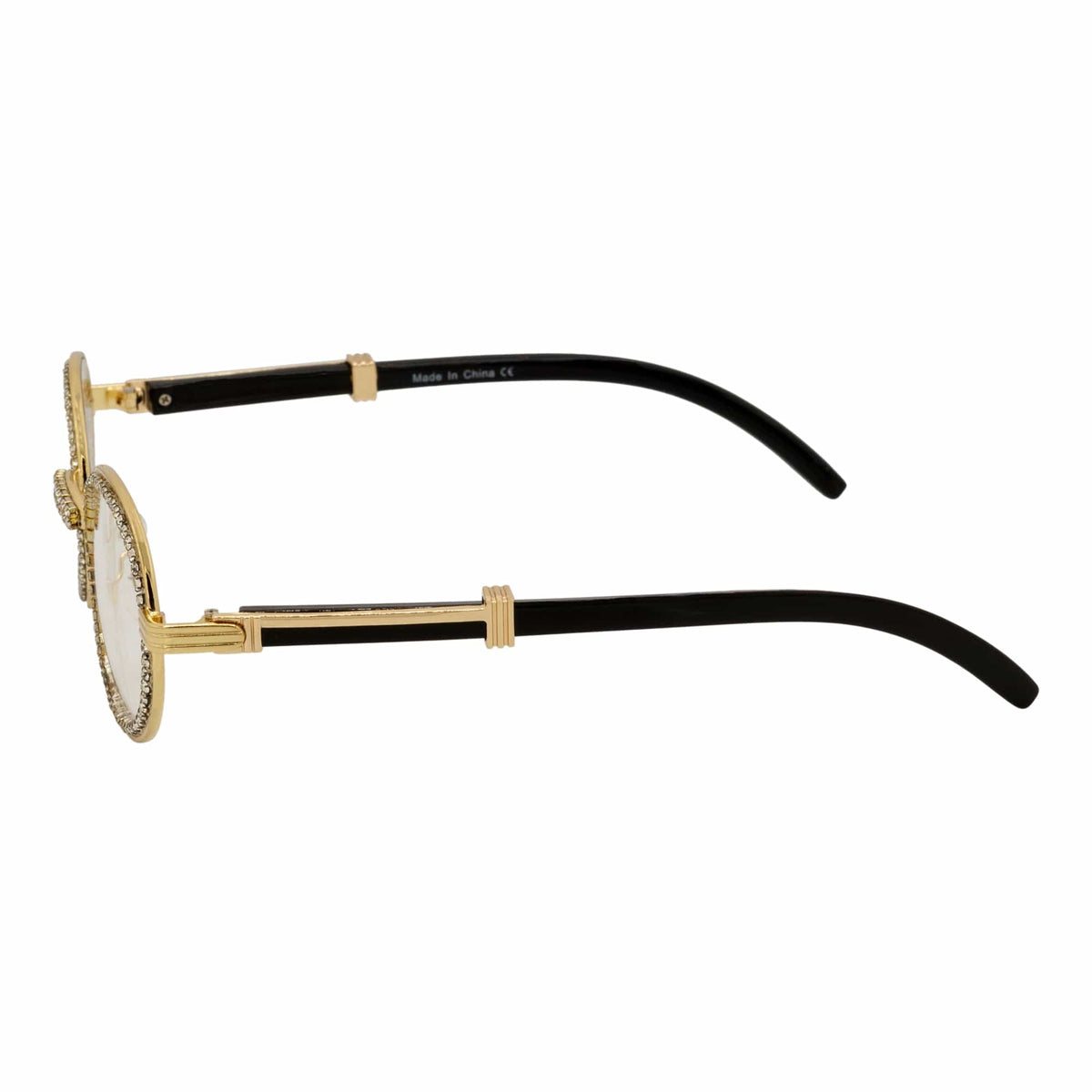 Gold Rhinestone Glasses W/ Clear Lens