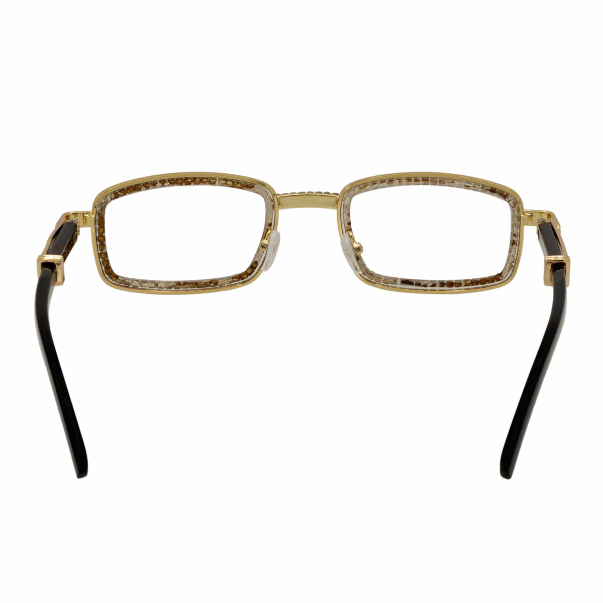 BLING TWO - Rhinestone Metal Rectangle Glasses Gold Clear Lens