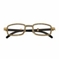BLING TWO - Rhinestone Metal Rectangle Glasses Gold Clear Lens