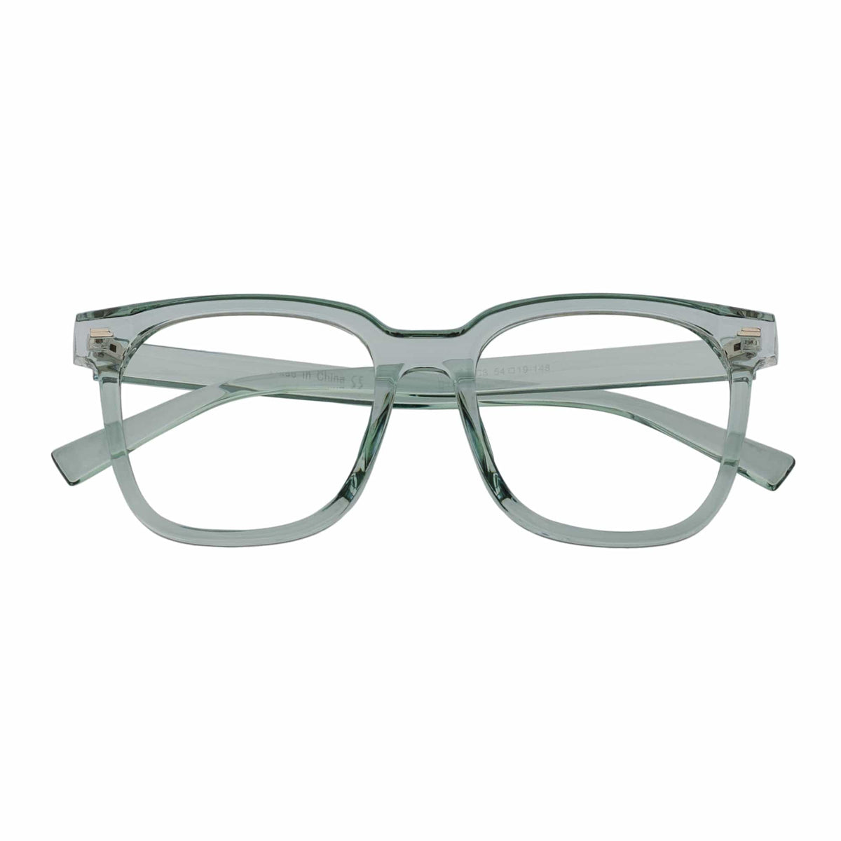 NEWPORT - Oversize Square Glasses Crystal Green Clear Lens