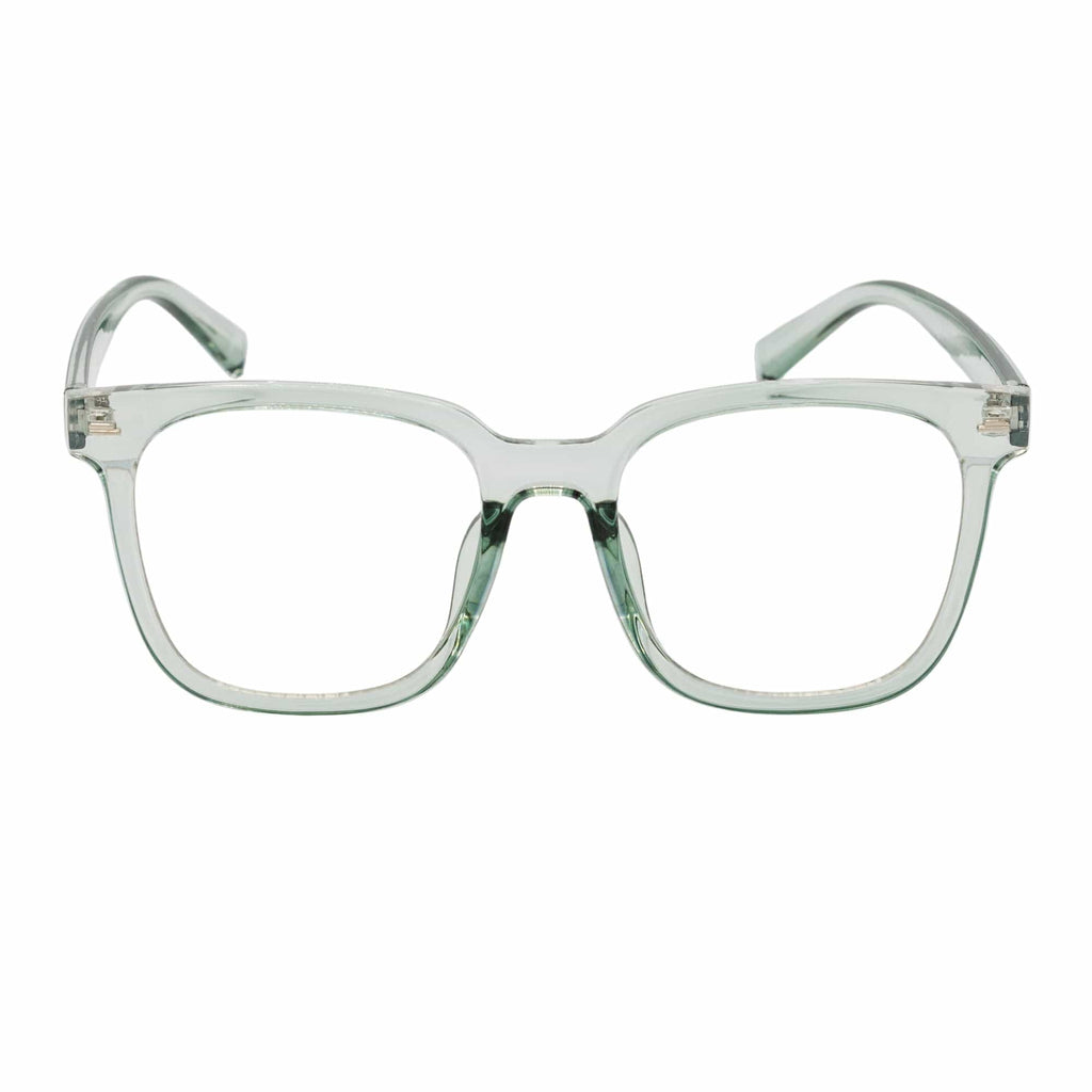 NEWPORT - Oversize Square Glasses Crystal Green Clear Lens