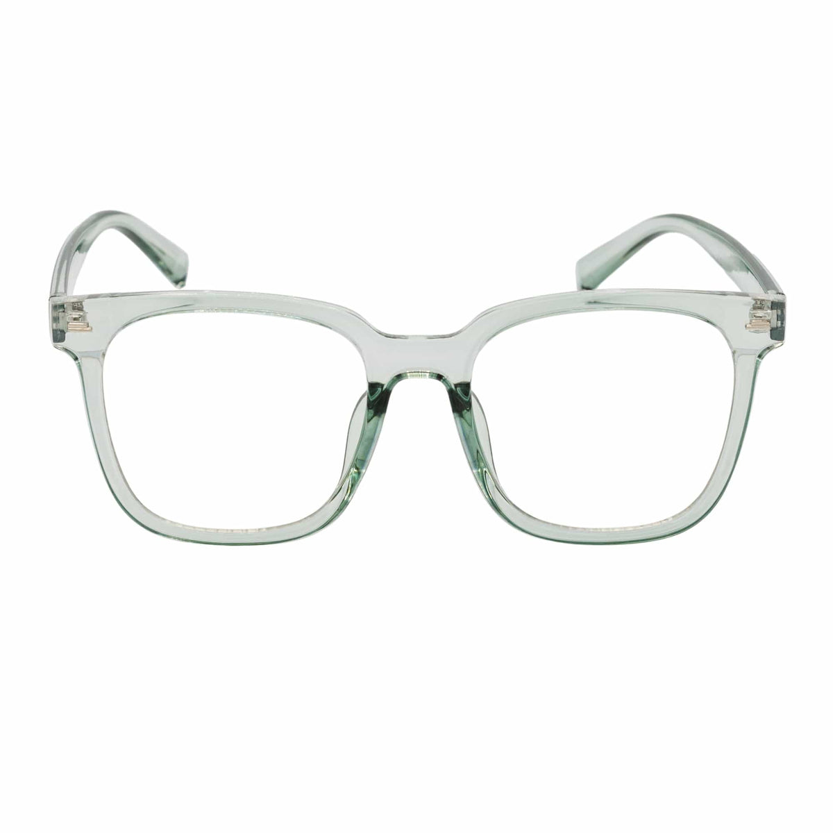 NEWPORT - Oversize Square Glasses Crystal Green Clear Lens