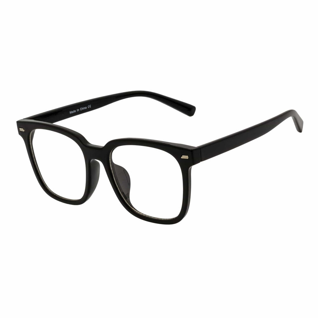 NEWPORT - Oversize Square Glasses Gloss Black Clear Lens