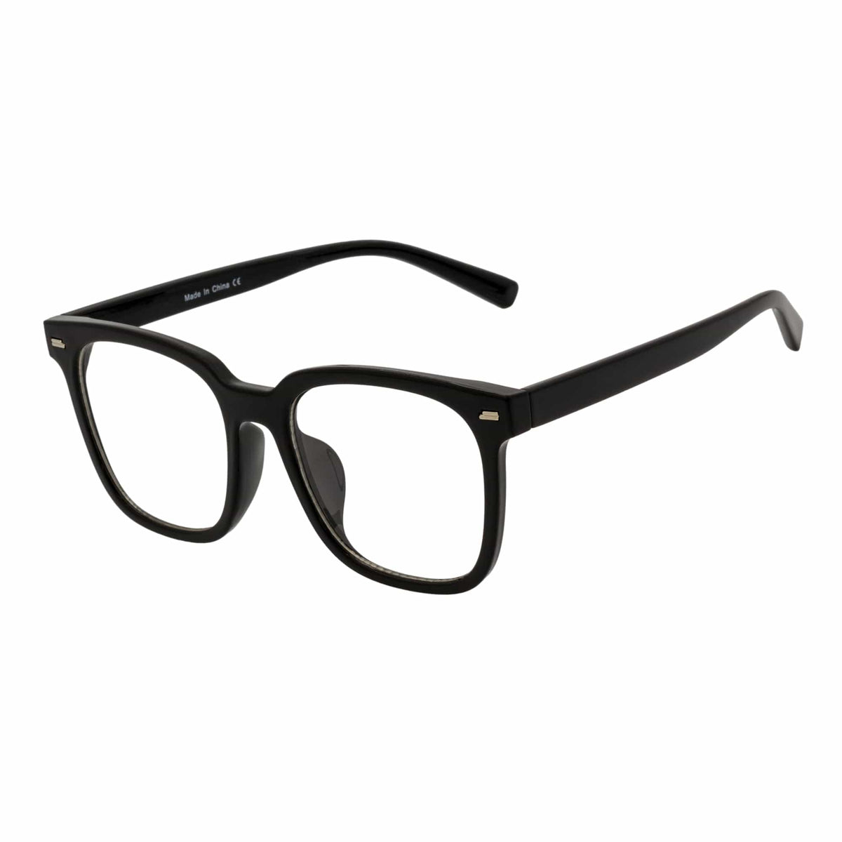 NEWPORT - Oversize Square Glasses Gloss Black Clear Lens
