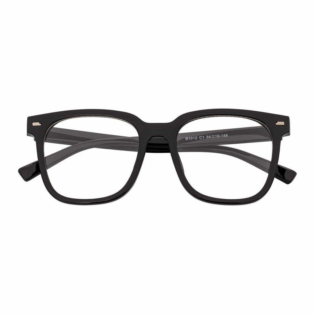 NEWPORT - Oversize Square Glasses Gloss Black Clear Lens