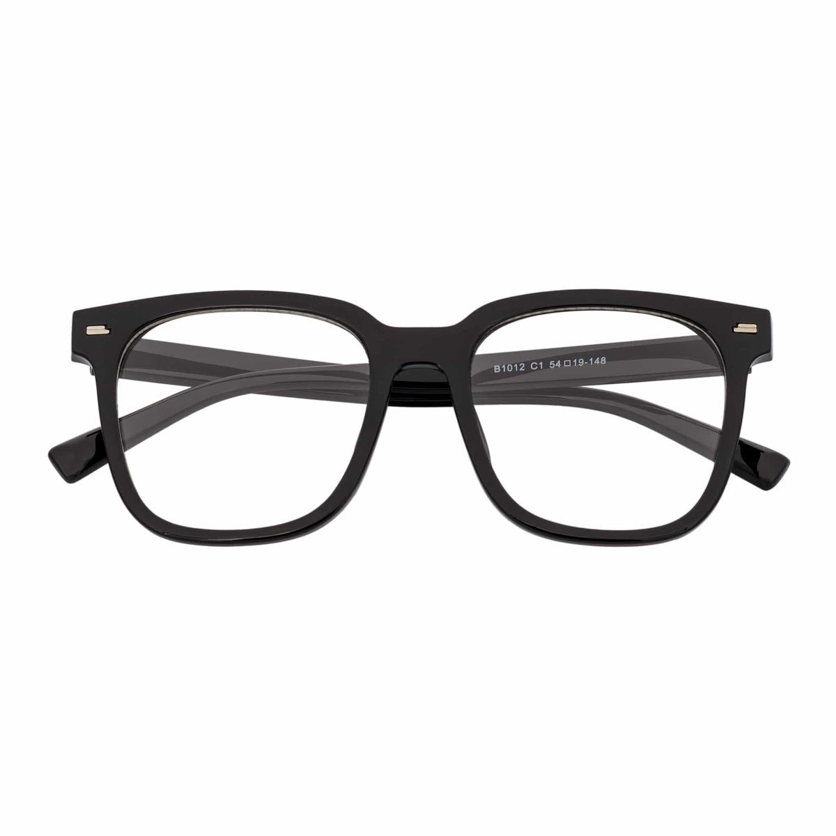 NEWPORT - Oversize Square Glasses Gloss Black Clear Lens