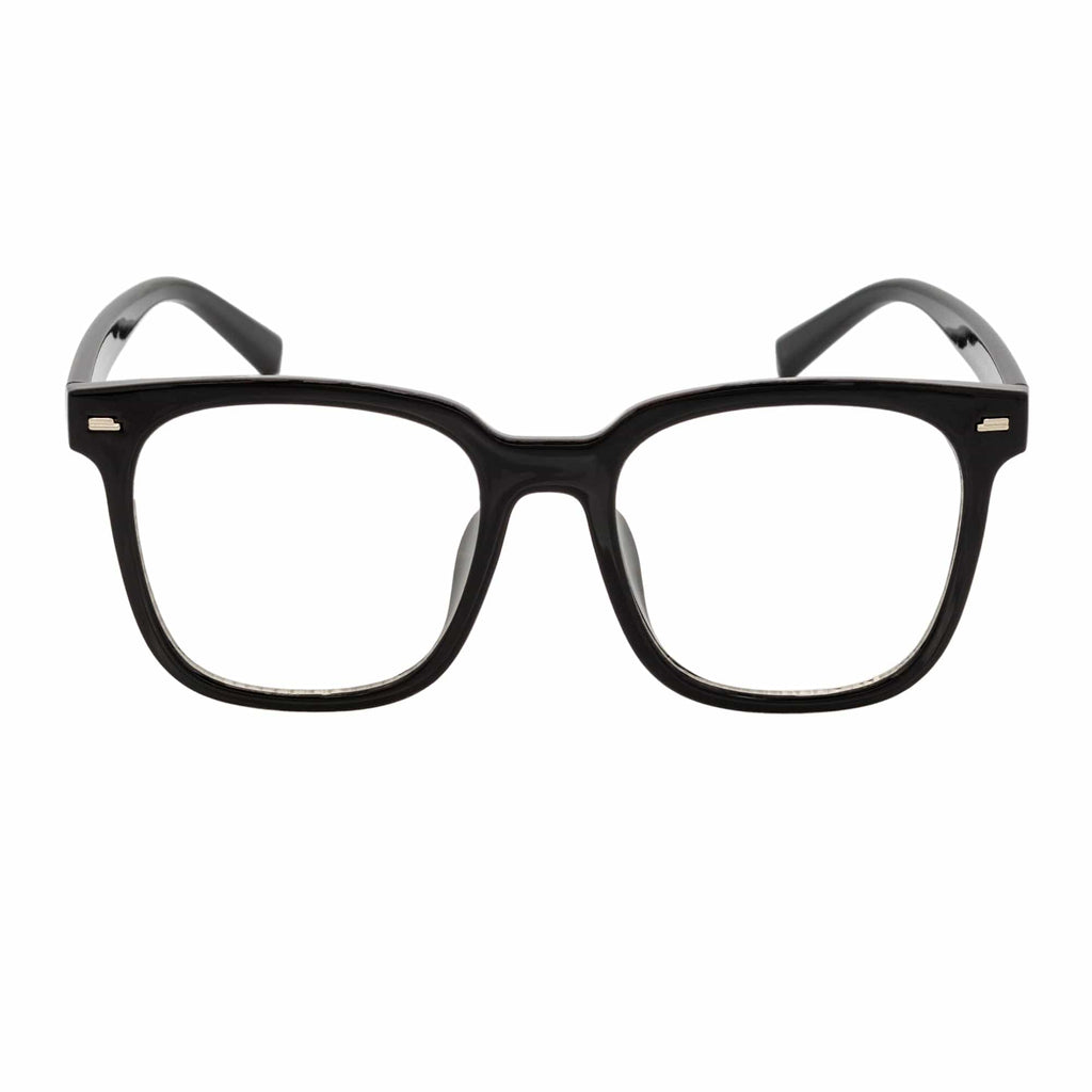 NEWPORT - Oversize Square Glasses Gloss Black Clear Lens