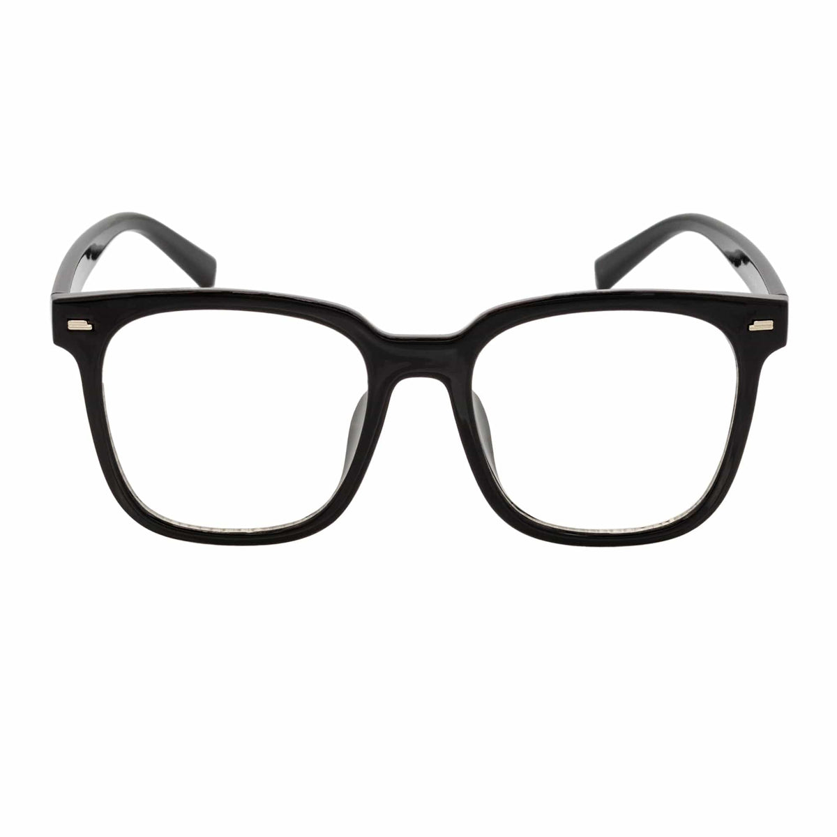 NEWPORT - Oversize Square Glasses Gloss Black Clear Lens