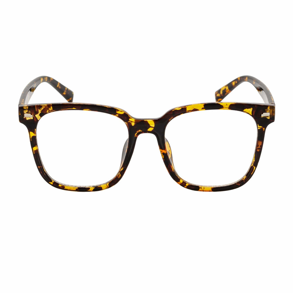 NEWPORT - Oversized Square Glasses Tortoise Shell Clear Lens