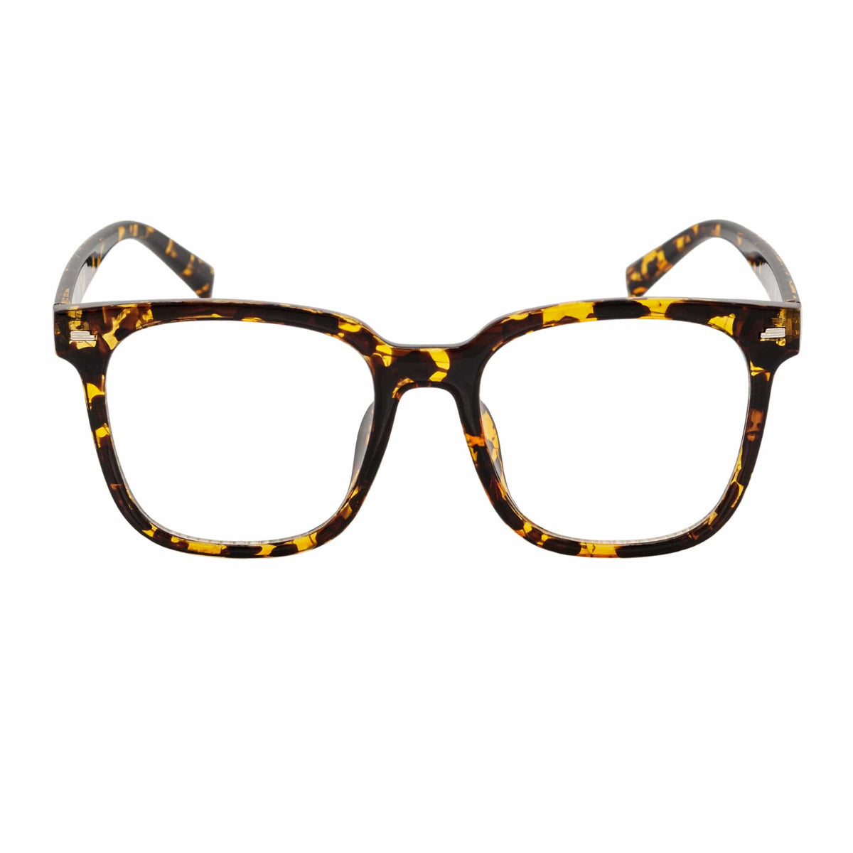NEWPORT - Oversized Square Glasses Tortoise Shell Clear Lens