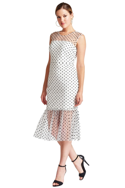 Sleeveless Polka Pot Midi Mesh Dress