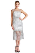 Sleeveless Polka Pot Midi Mesh Dress